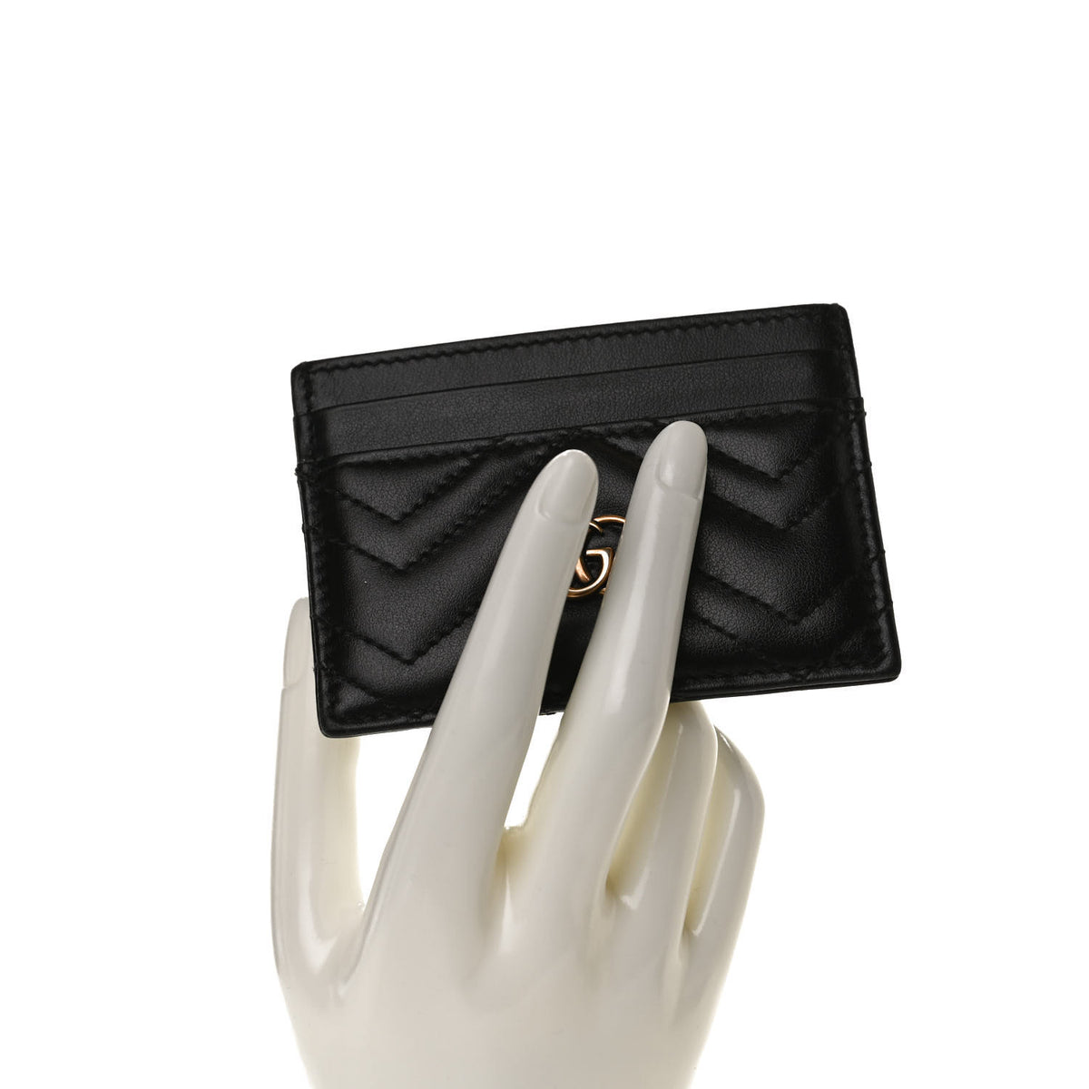 Calfskin Matelasse GG Marmont Card Holder Black