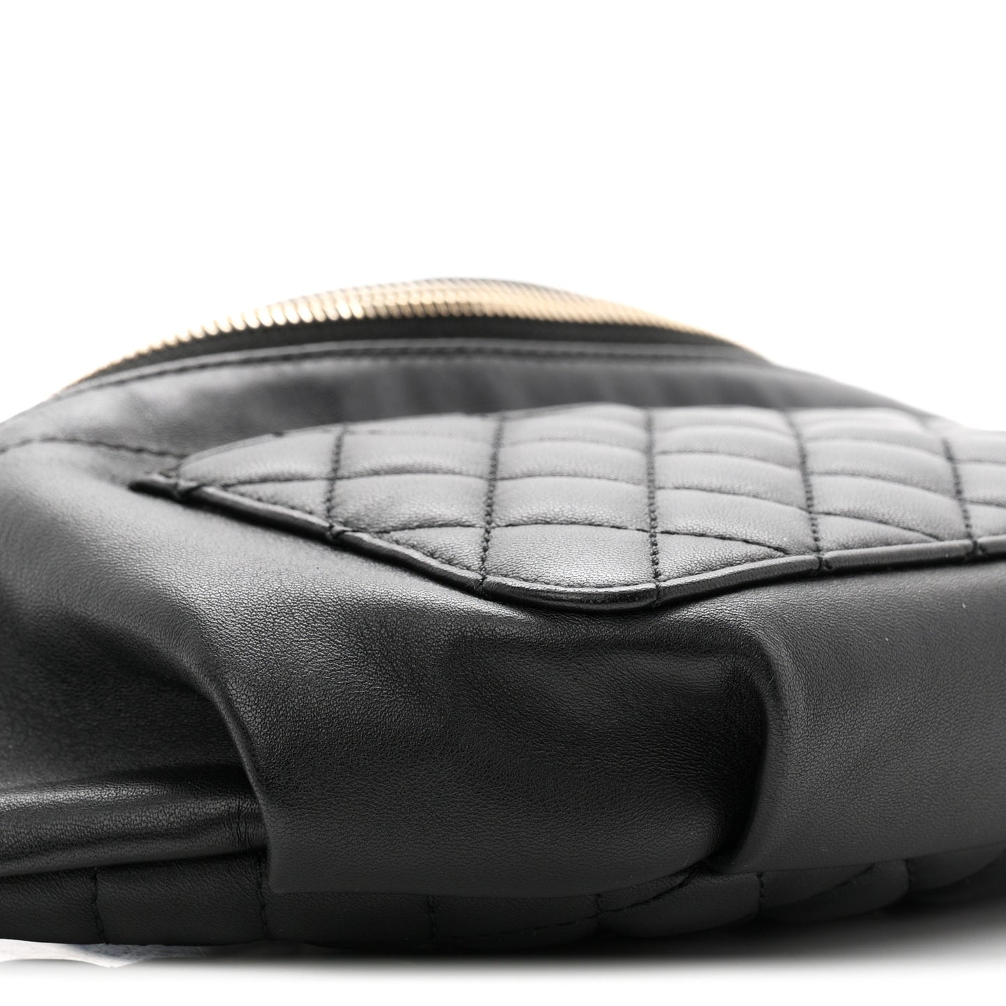 Lambskin Quilted Waist Bag Fanny Pack Black