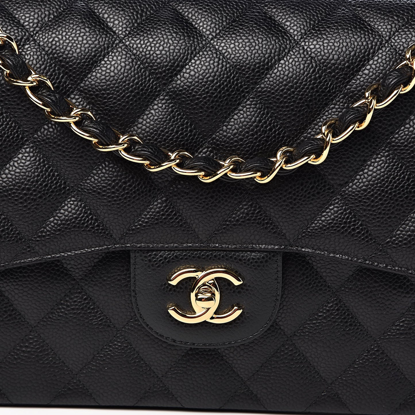 Caviar Quilted Jumbo Double Flap Black