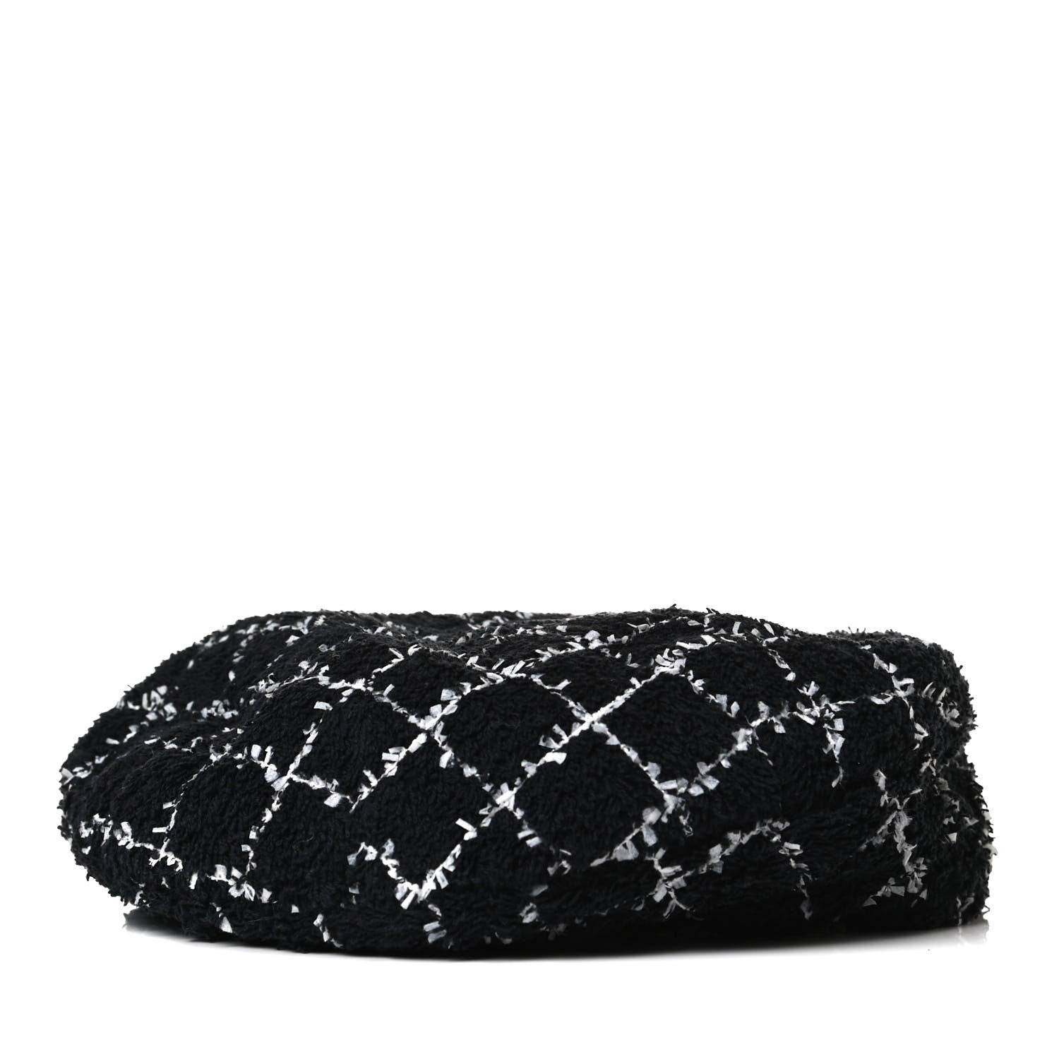 Chanel Tweed Beret Hat M Black White 3 of 6