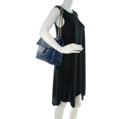 Chanel Lambskin Quilted Maxi Single Flap Dark Blue 2 of 8