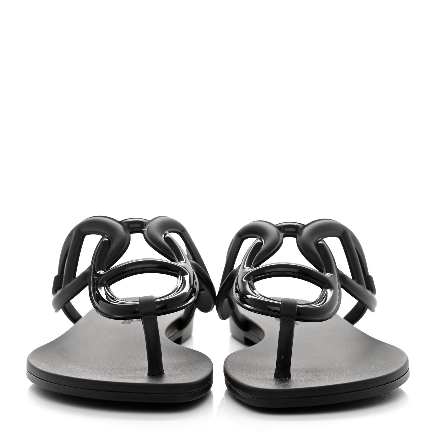 Hermes Rubber Womens Egerie Sandals 36 Black 2 of 9