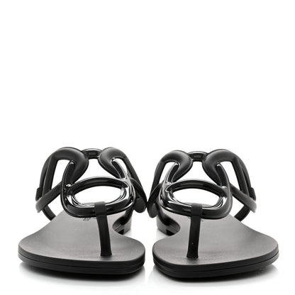 Hermes Rubber Womens Egerie Sandals 36 Black 2 of 9