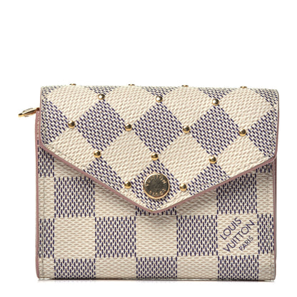 Louis Vuitton Damier Azur Studded Zoe Wallet Rose Ballerine 1 of 7