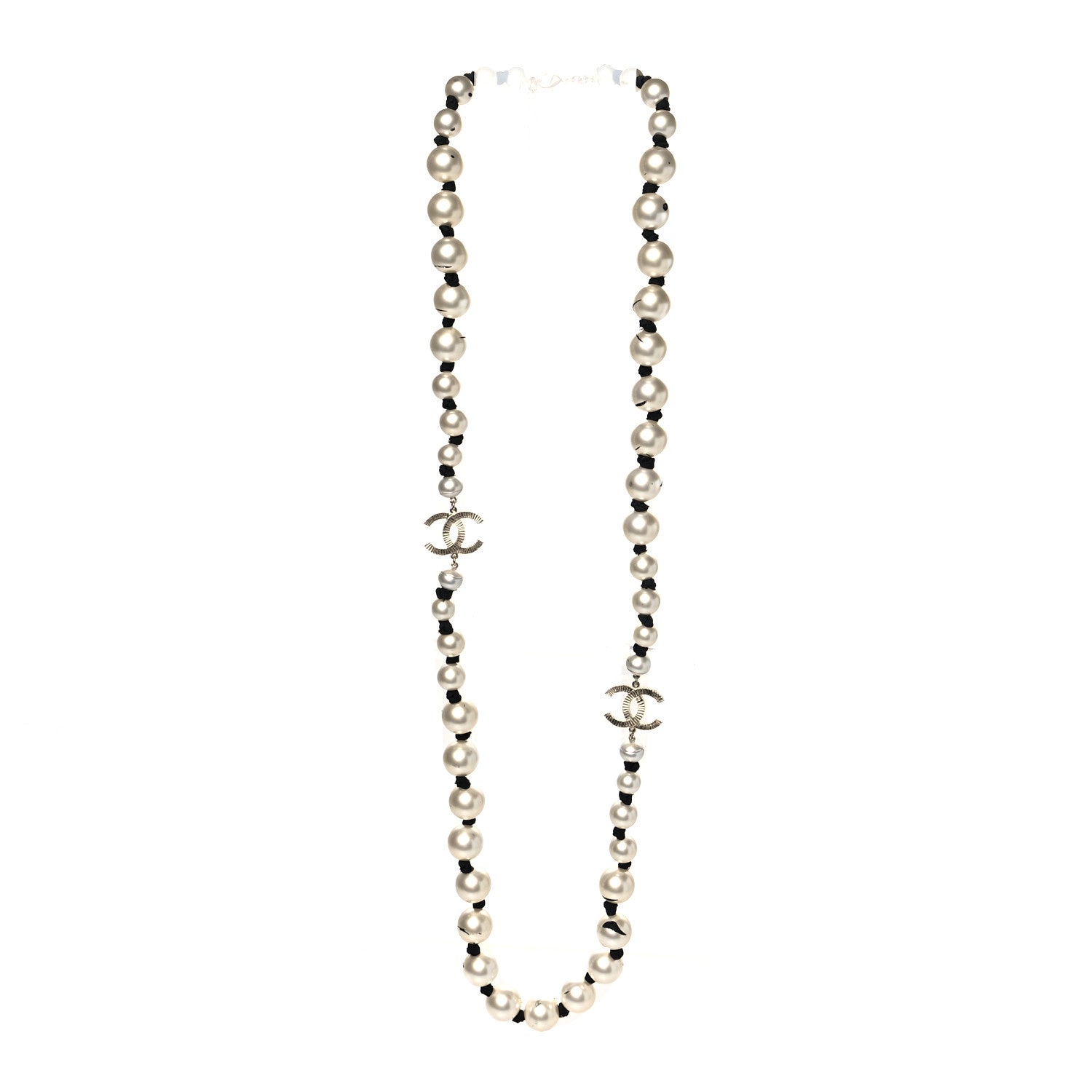 Chanel Pearl Grosgrain CC Long Necklace Gold 3 of 8
