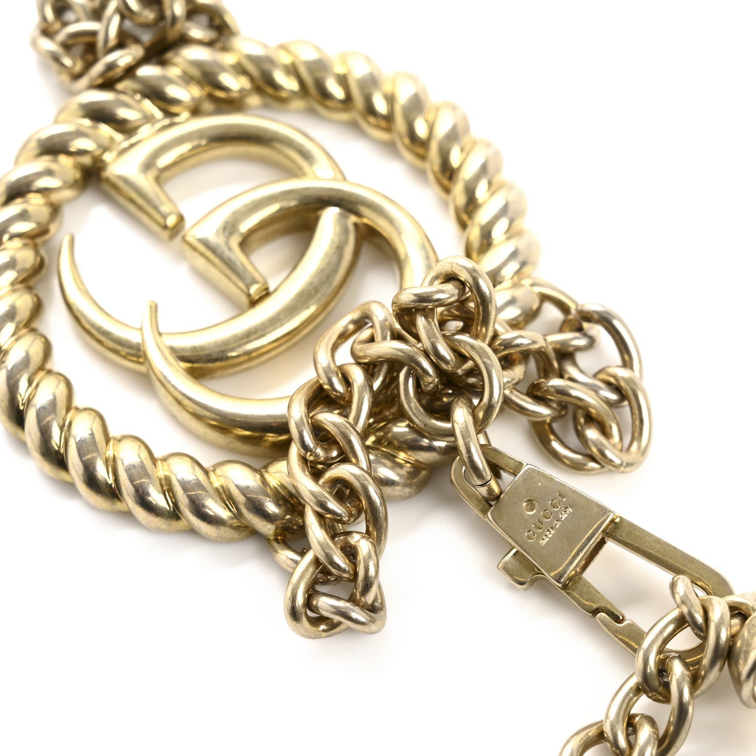 Gucci Metal Chain Crystal Torchon Double G Belt Gold 3 of 4