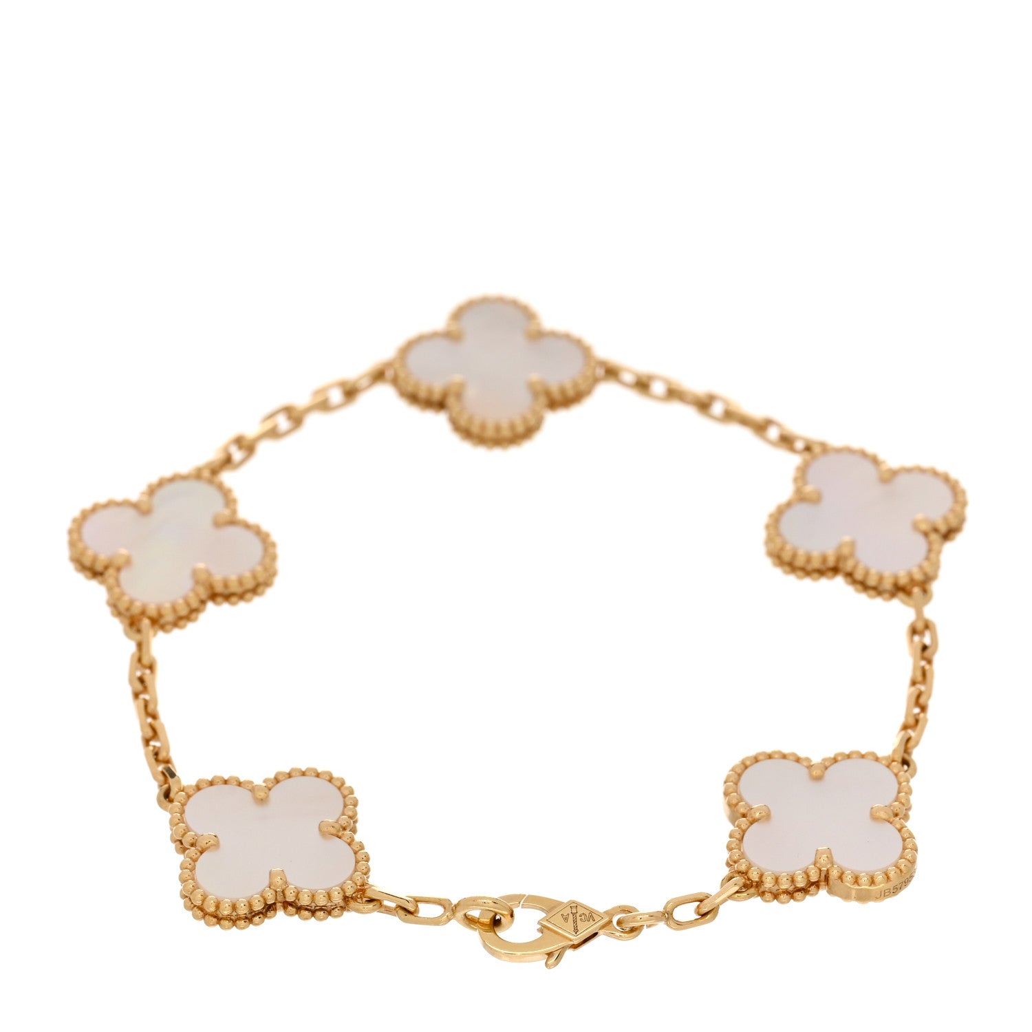 Van Cleef & Arpels 18K Yellow Gold Mother of Pearl 5 Motifs Vintage Alhambra Bracelet 2 of 5