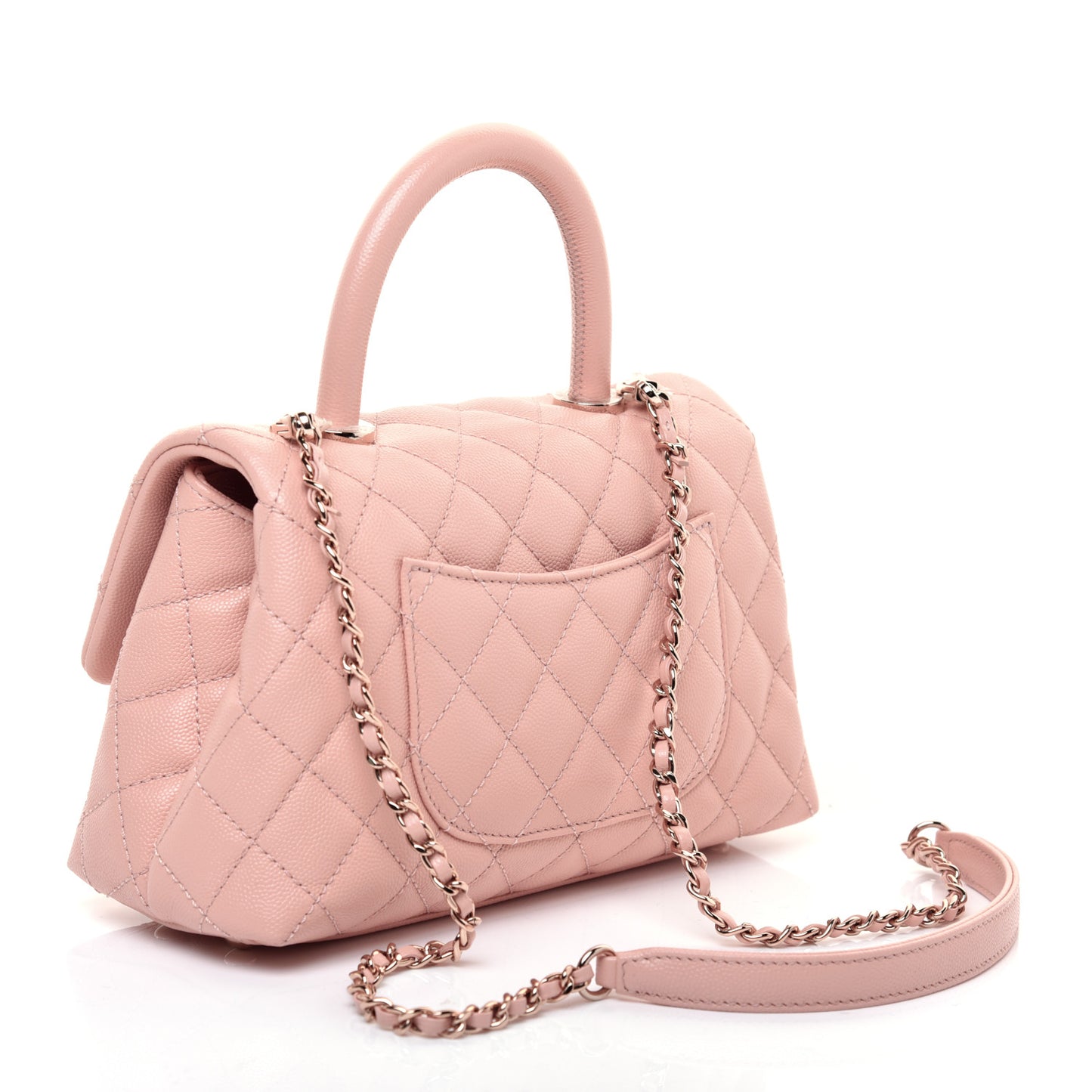 Caviar Quilted Mini Coco Handle Flap Light Pink