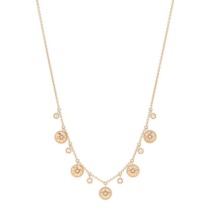Christian Dior 18K Yellow Gold Diamond Mother of Pearl Rose Des Vents 5-Station Necklace 1 of 5