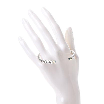 David Yurman Sterling Silver 14K Yellow Gold Blue Topaz 5mm Cable Classics Petite Color Bracelet 2 of 5