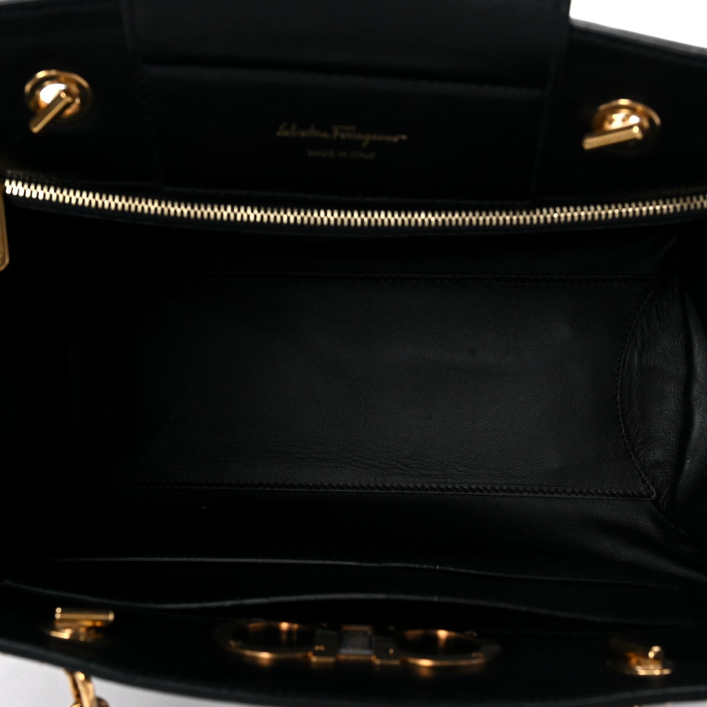 Canvas Calfskin Gancini Shoulder Bag Black