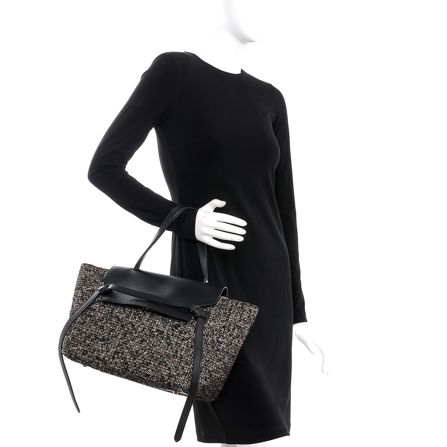 Celine Tweed Calfskin Small Belt Bag Black 2 of 10