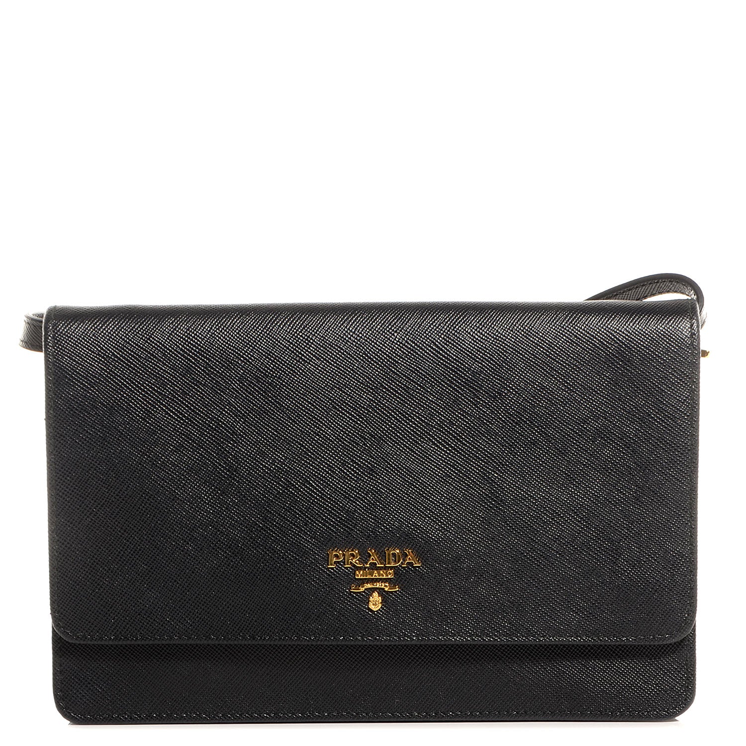 Prada Saffiano Metal Flap Wallet Nero Black 1 of 11