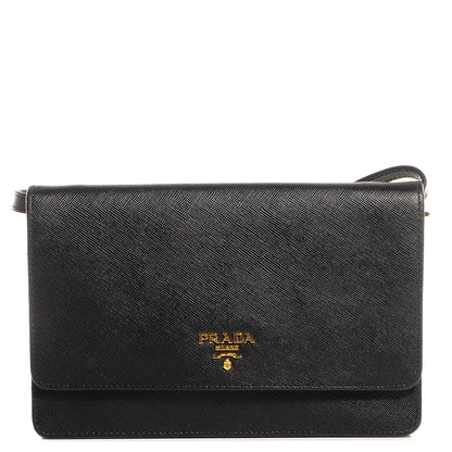 Prada Saffiano Metal Flap Wallet Nero Black 1 of 11