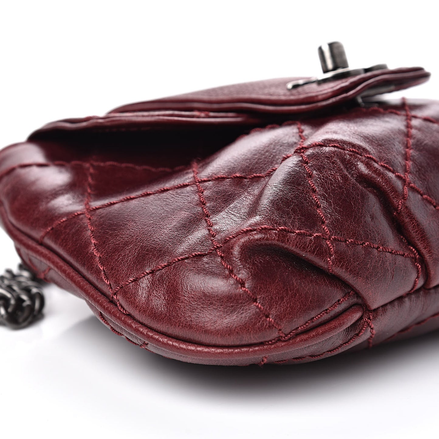 Caviar Aged Calfskin Mini Bubble Graphic Messenger Bag Dark Red