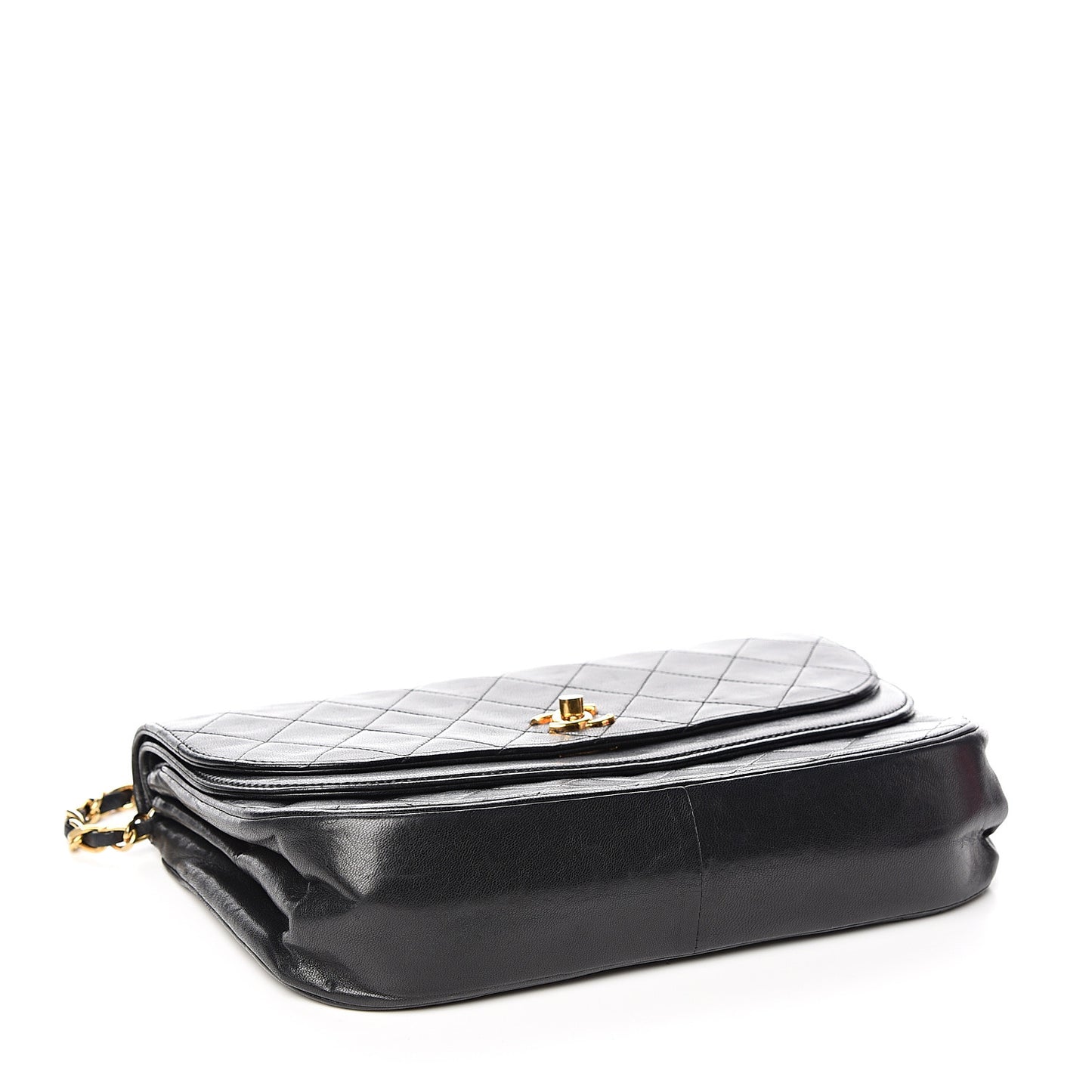 Lambskin Quilted Small Double Flap Black
