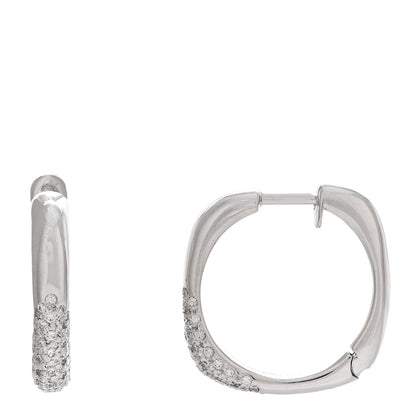 Tiffany 18K White Gold Diamond Square Hoop Earrings 1 of 4