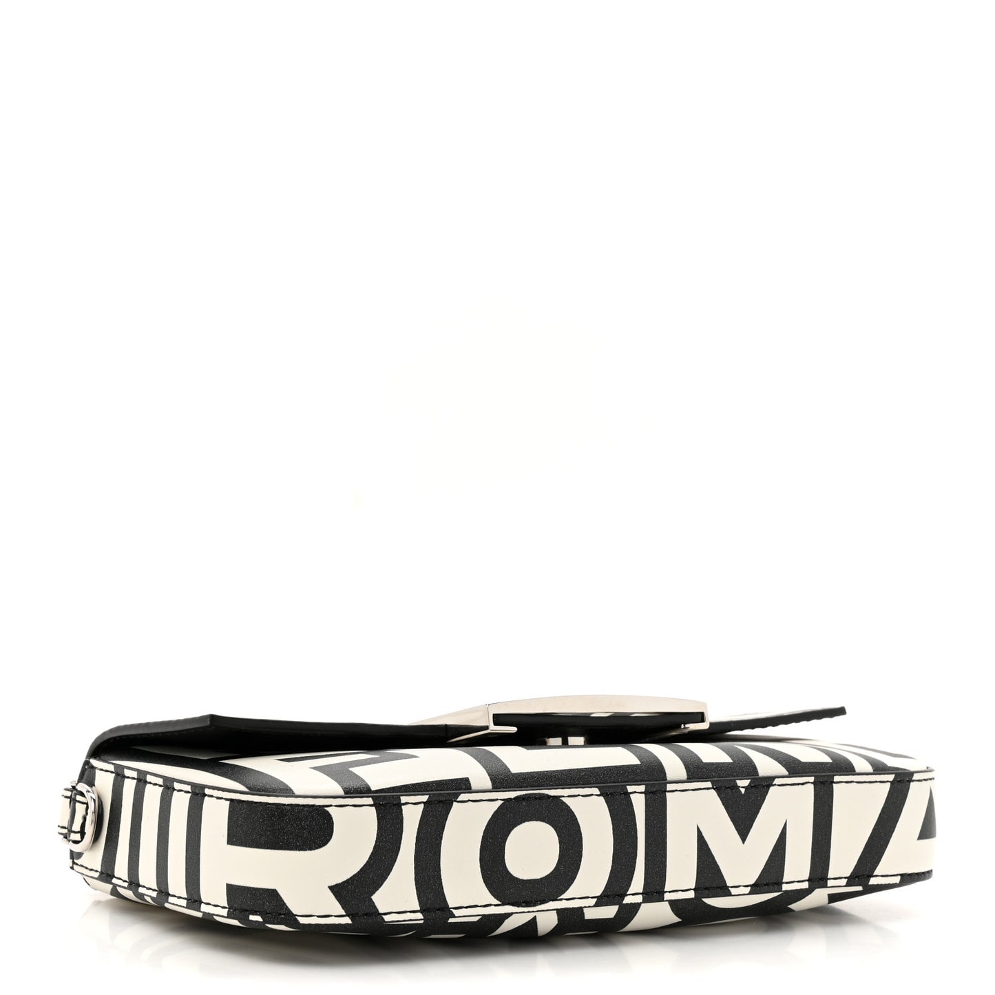 X MARC JACOBS Nappa Vitello King Logo Print Phone Baguette White Black