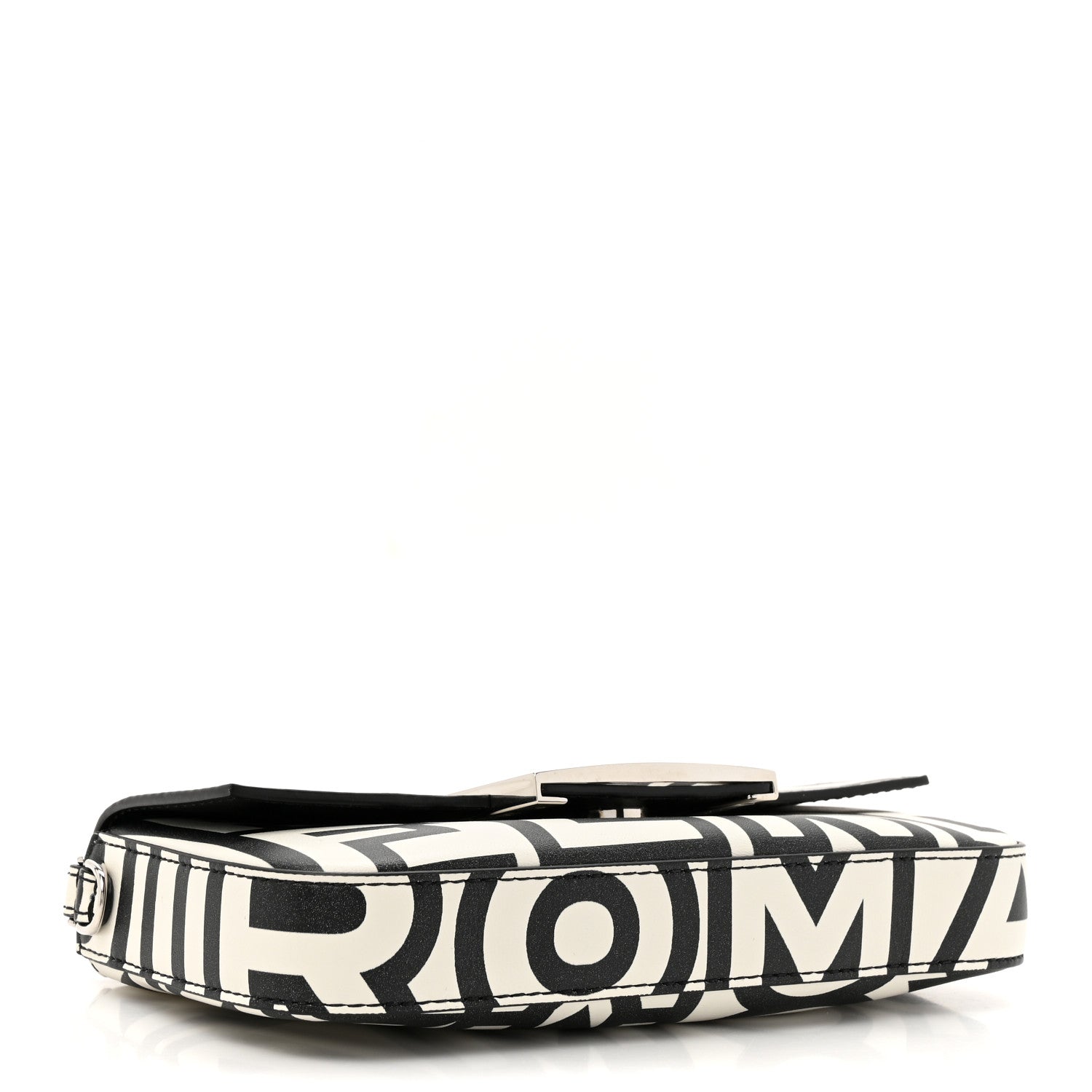 Fendi X MARC JACOBS Nappa Vitello King Logo Print Phone Baguette White Black 4 of 10