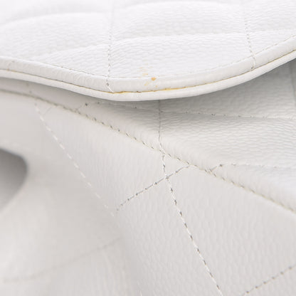 Chanel Caviar Quilted Jumbo Single Flap White 10 of 11