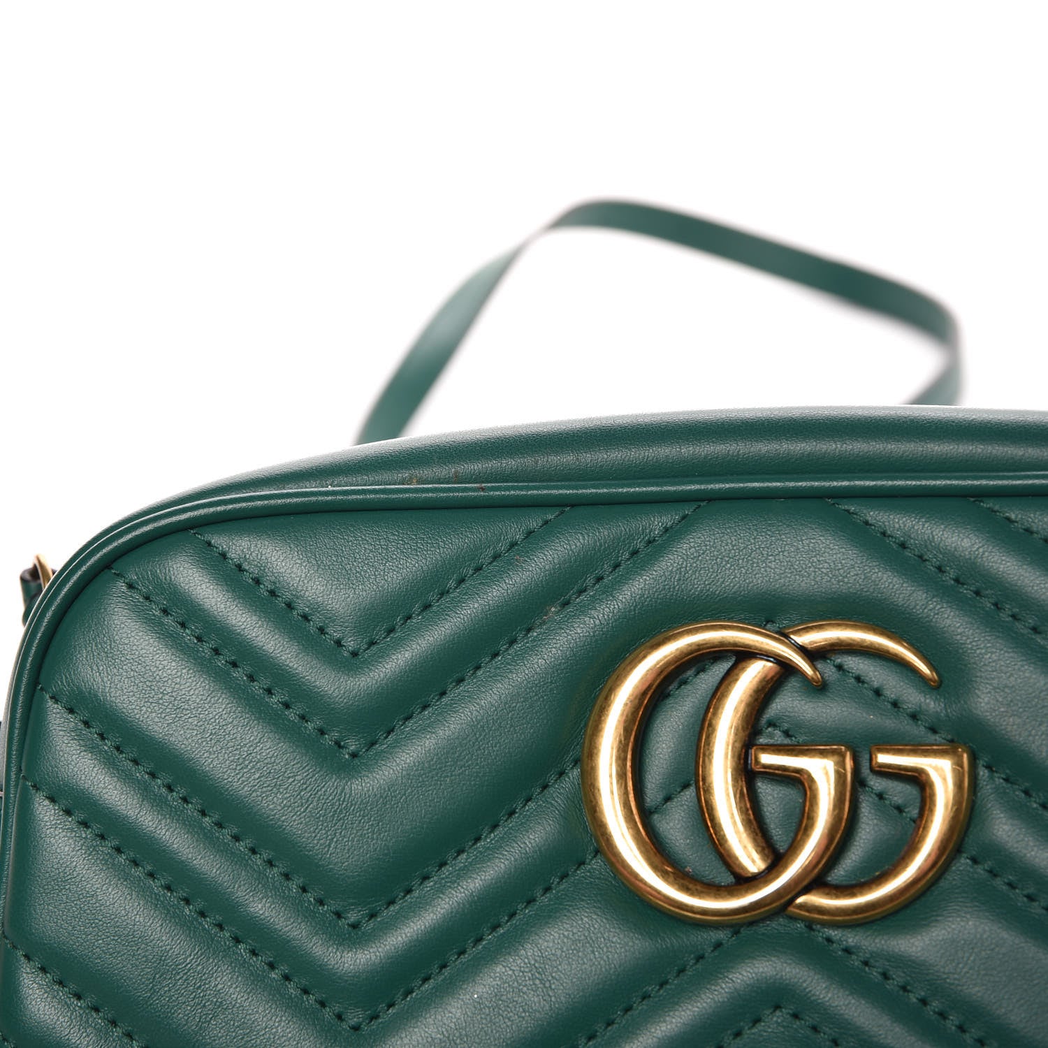Gucci Calfskin Matelasse Small GG Marmont Chain Shoulder Bag Emerald Green 8 of 9