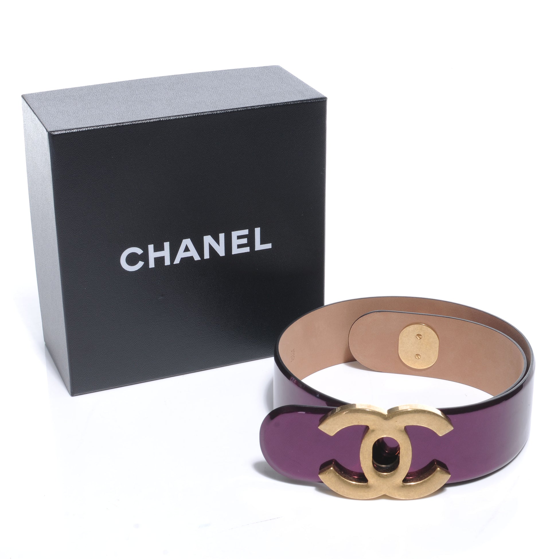 Chanel Patent Leather CC Logo Belt 75 30 Purple 4 of 6