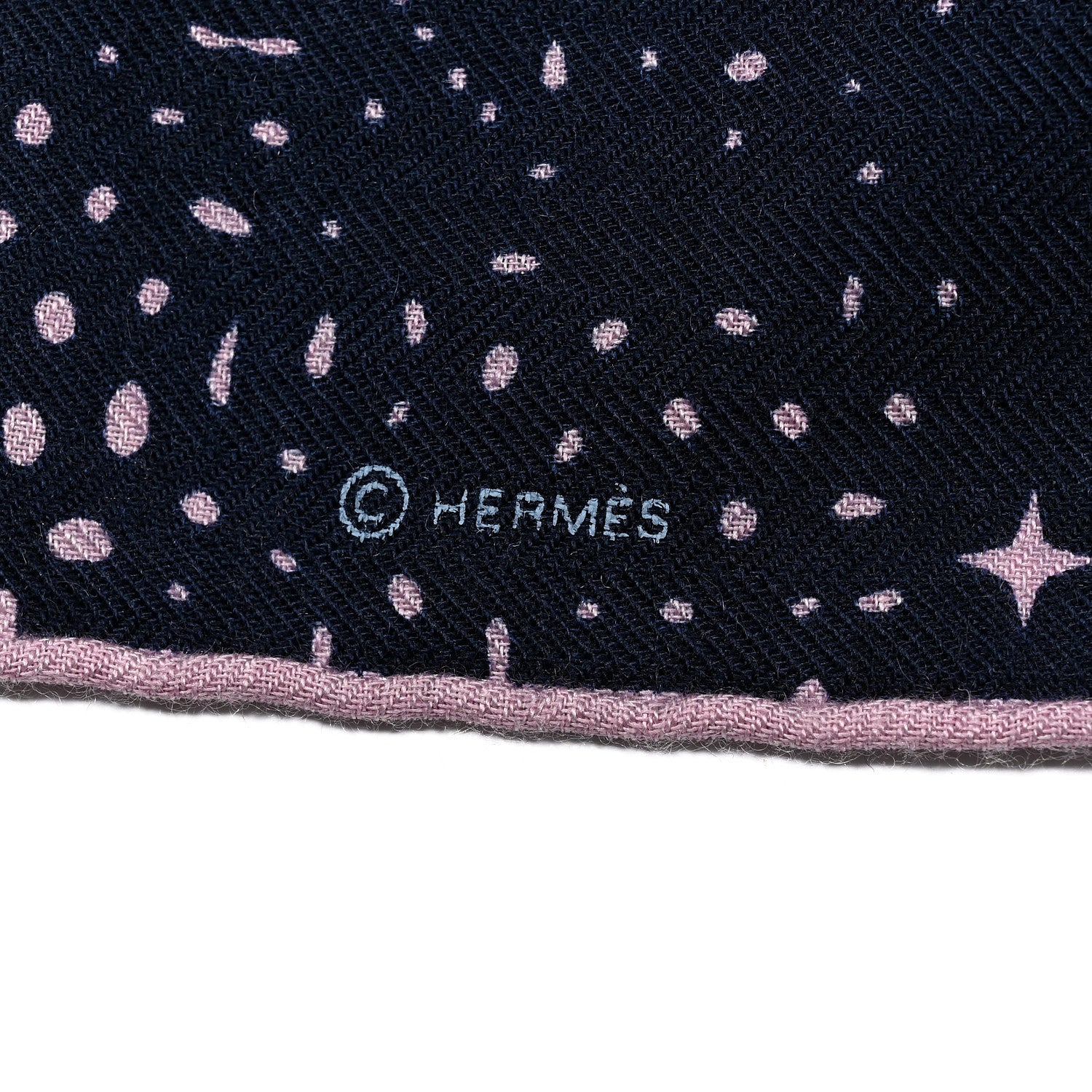 Hermes Silk Cashmere Clair De Lune Shawl 140 Marine Vieux Rose 3 of 3