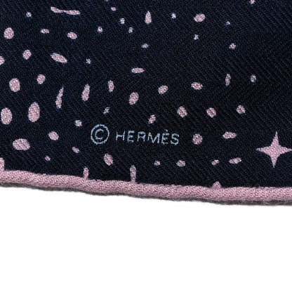 Hermes Silk Cashmere Clair De Lune Shawl 140 Marine Vieux Rose 3 of 3