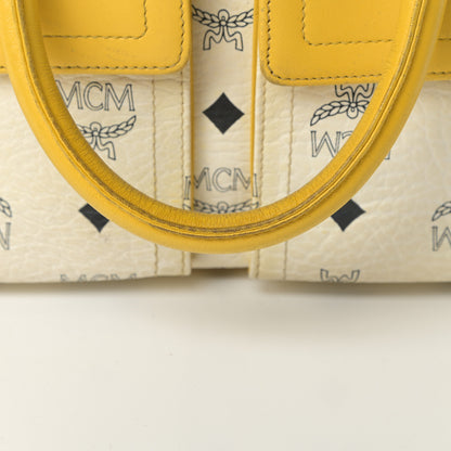 MCM Visetos Satchel White Yellow 18 of 20