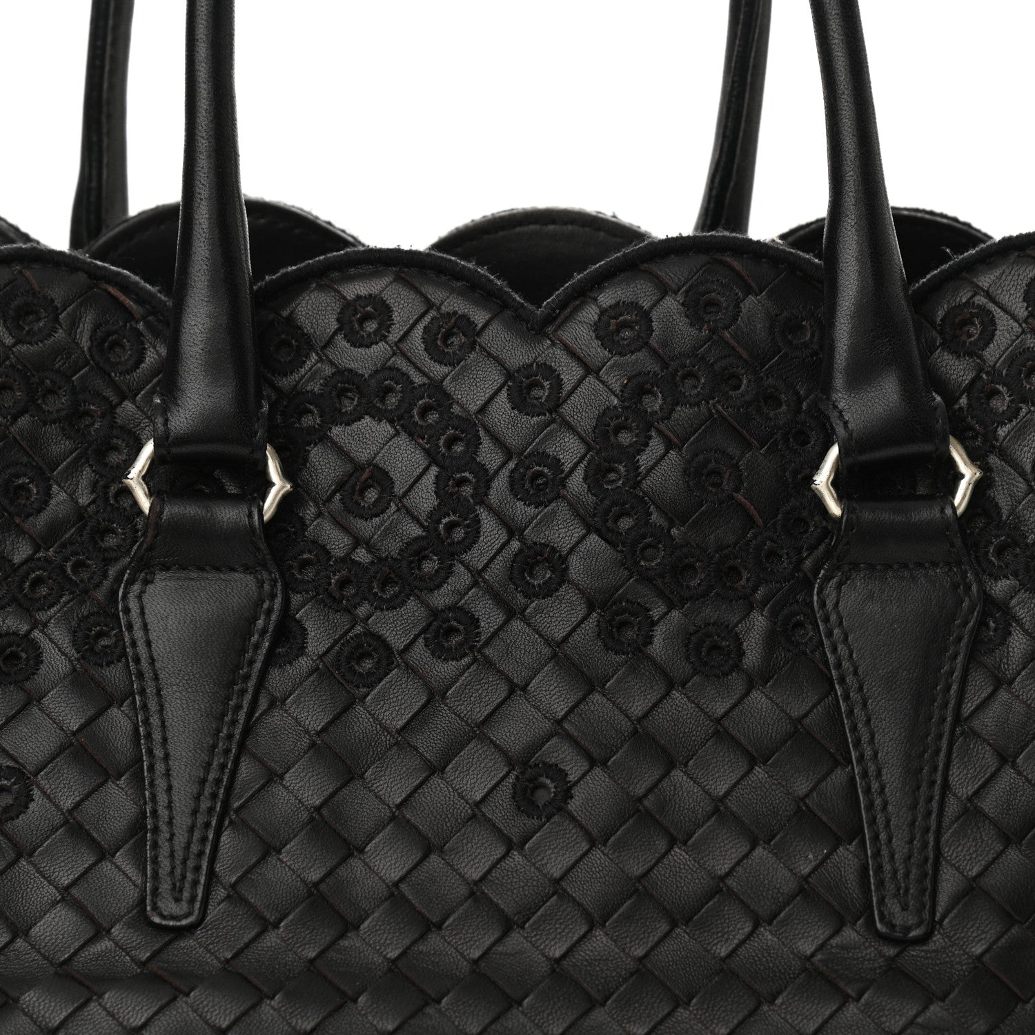 Bottega Veneta Nappa Intrecciato Embroidered Lace Shoulder Bag Black 7 of 12