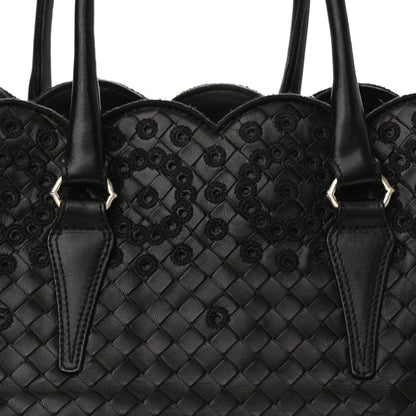 Bottega Veneta Nappa Intrecciato Embroidered Lace Shoulder Bag Black 7 of 12