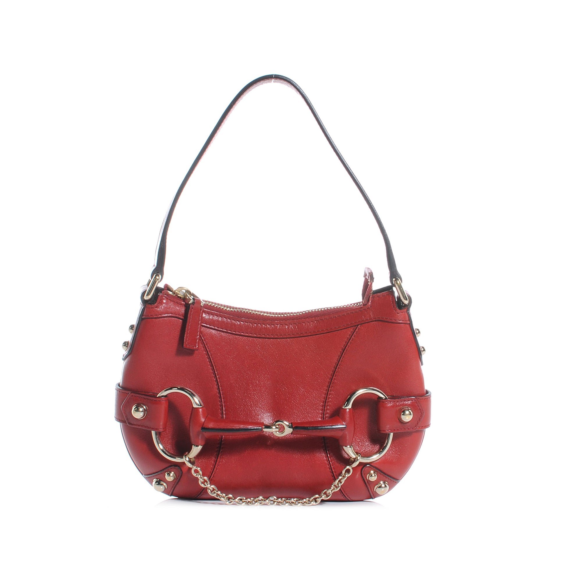 Gucci Leather Horsebit Small Handbag Red 1 of 7
