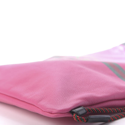 Gucci Grained Calfskin Logo Drawstring Backpack Box Pink Green Black 6 of 10