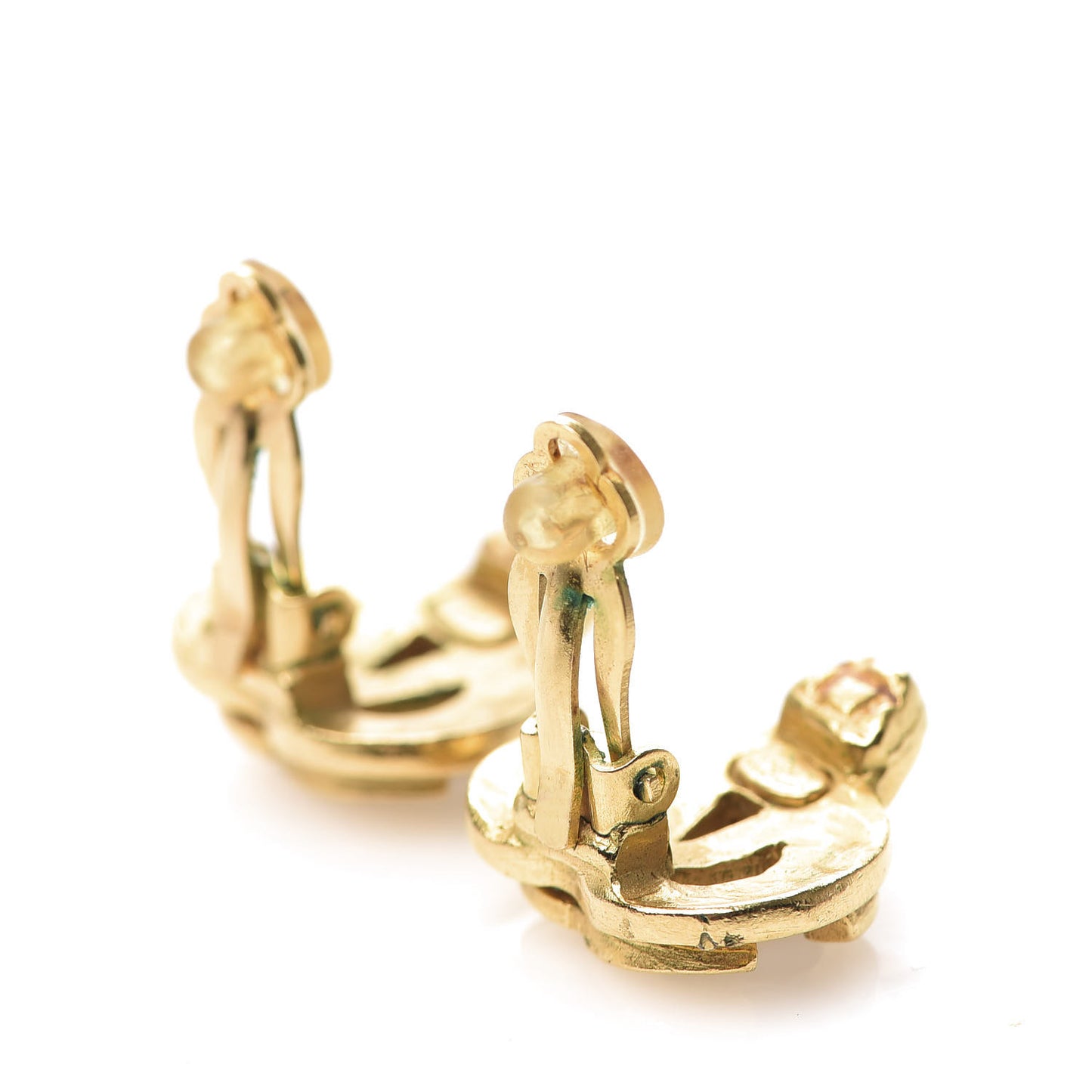 CC Heart Clip On Earrings Gold