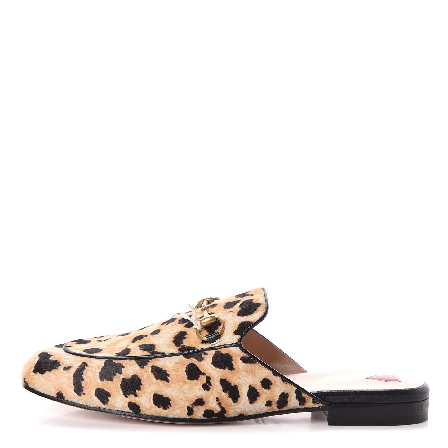 Calf Hair Leopard Print Womens Princetown Slippers 38.5 Naturale Black