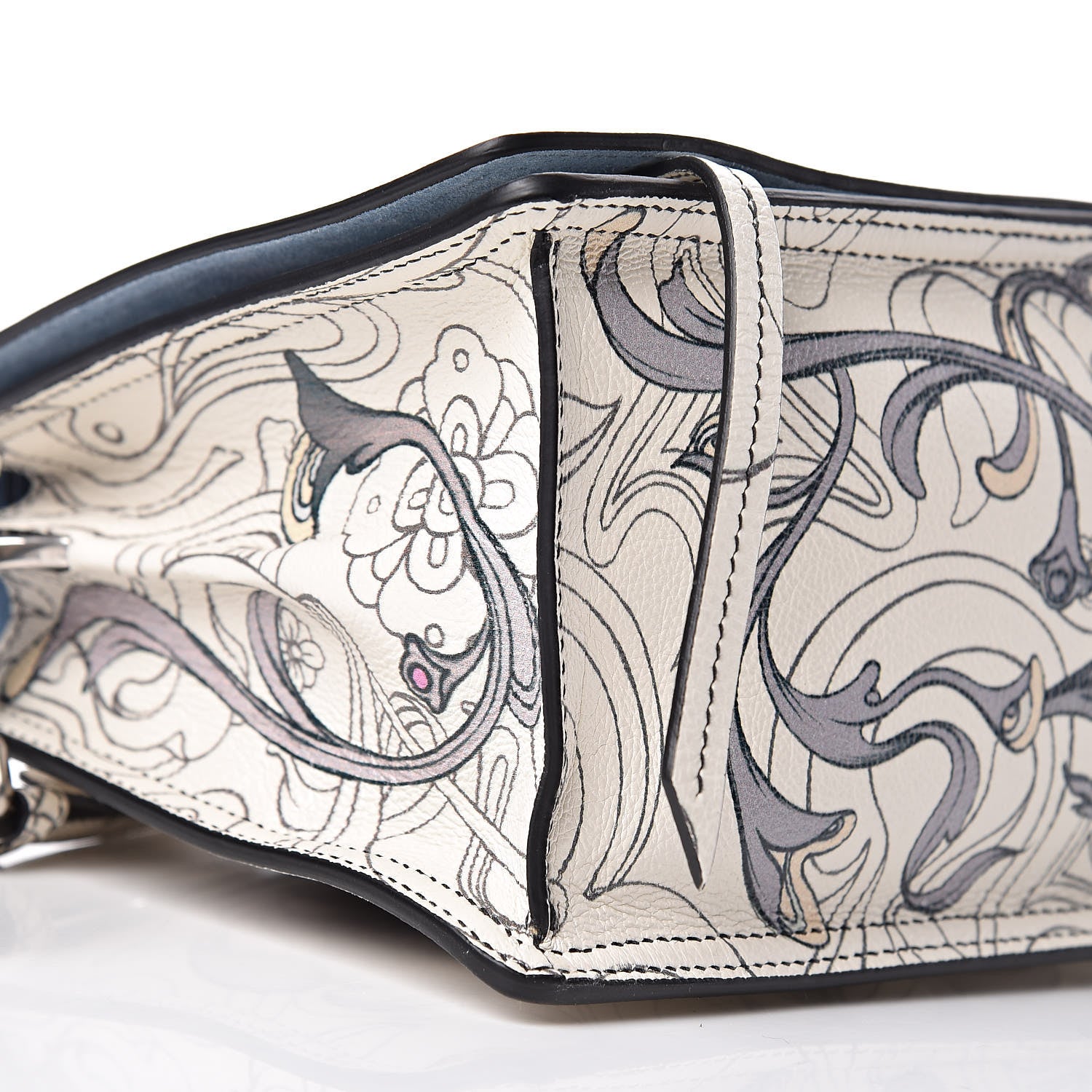 Prada X JAMES JEAN Glace Calfskin Rabbit Print Etiquette Flap Opaline Astrale 6 of 10