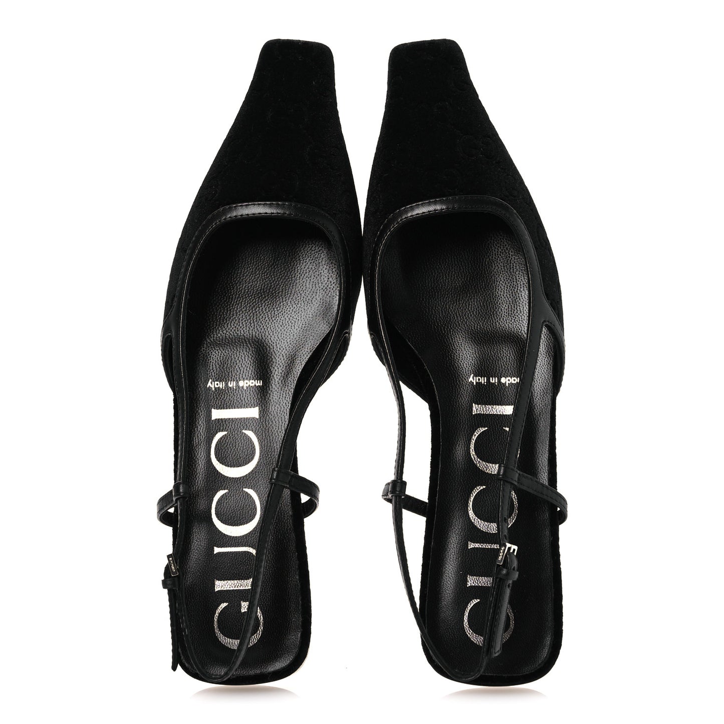 Velvet GG Monogram Slingback Ballet Flats 37.5 Black