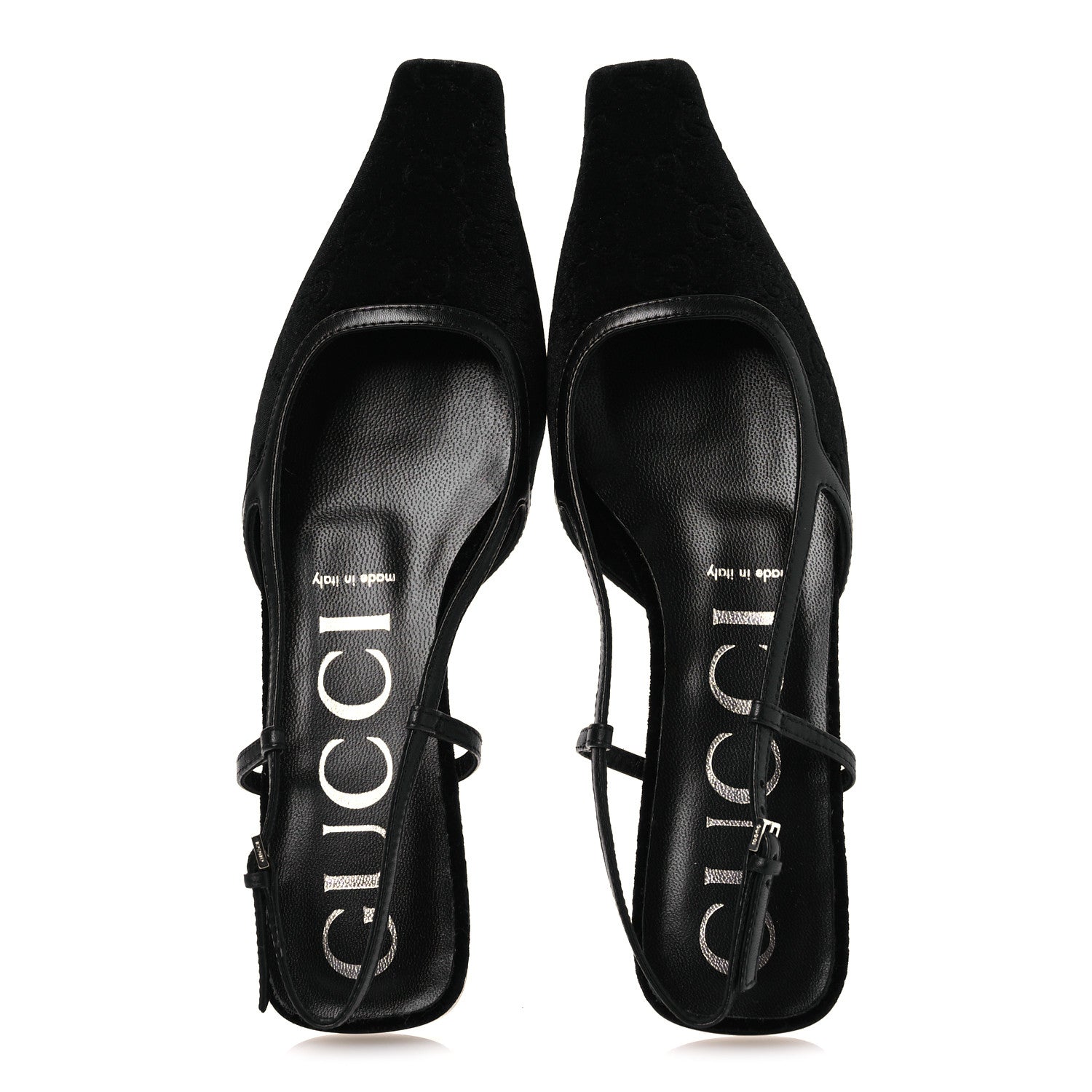 Gucci Velvet GG Monogram Slingback Ballet Flats 37.5 Black 2 of 11