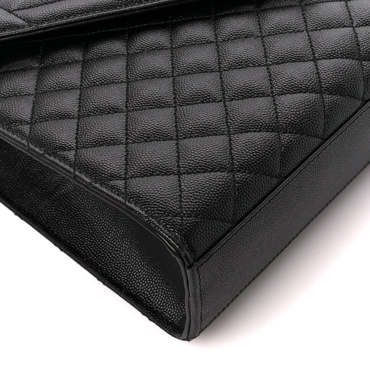Grain De Poudre Textured Mixed Matelasse Large Triquilt Monogram Satchel Black