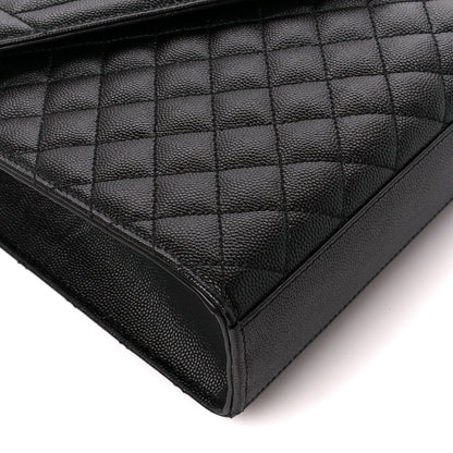 Saint Laurent Grain De Poudre Textured Mixed Matelasse Large Triquilt Monogram Satchel Black 10 of 12