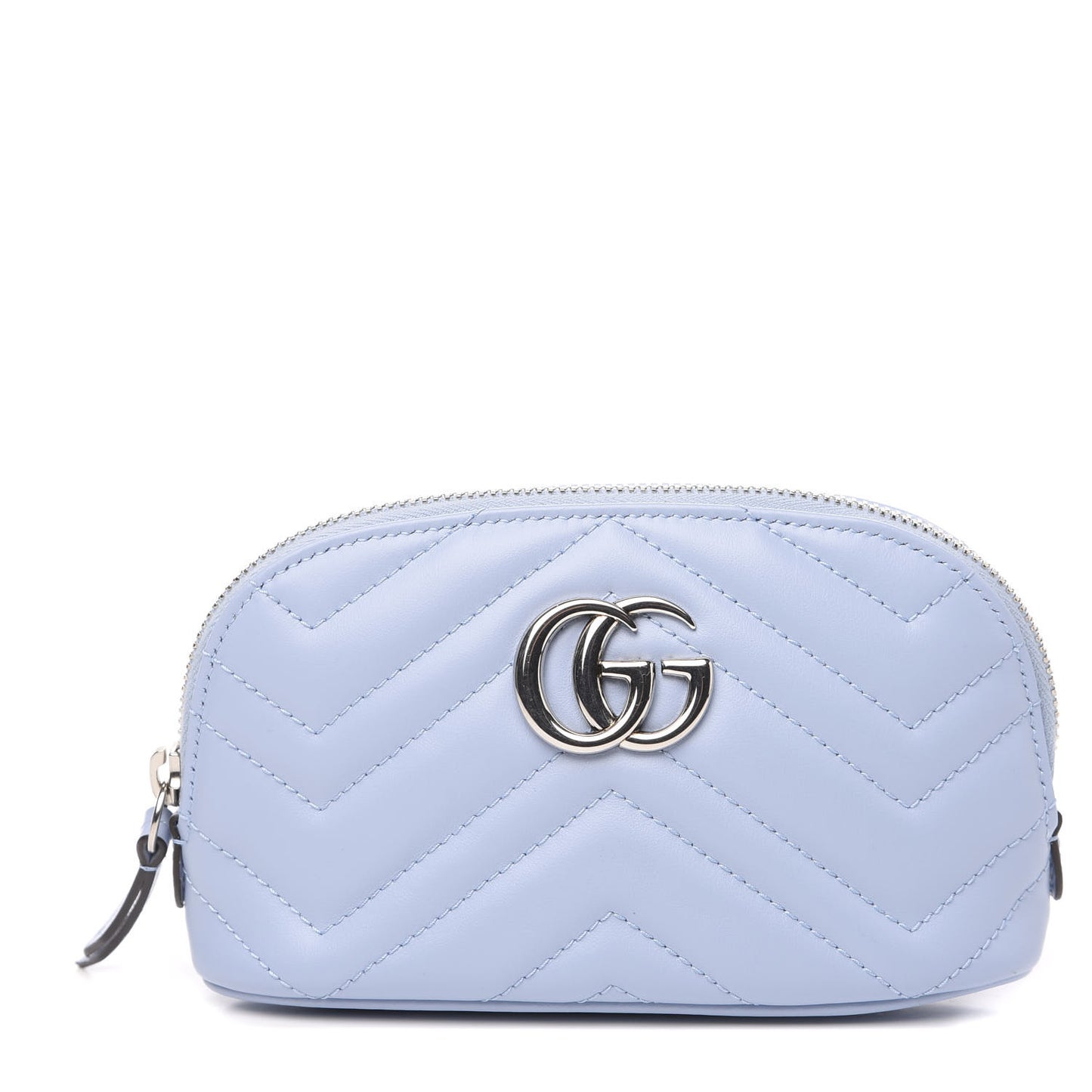 Calfskin Matelasse GG Marmont Pouch Cosmetic Case Porcelain Light Blue