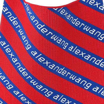 Alexander Wang Knit Jacquard Diagonal Logo Shopper Tote Red Blue 7 of 9