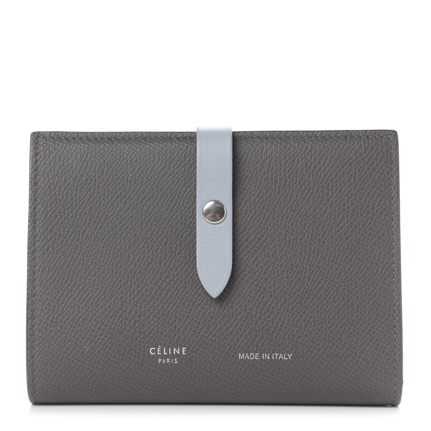 Grained Calfskin Large Multifunction Strap Wallet Pebble Mineral
