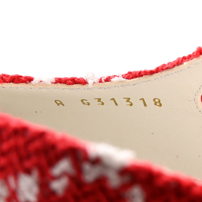 Chanel Tweed Grosgrain Cap Toe CC Slingback Pumps 39.5 Red White 8 of 11