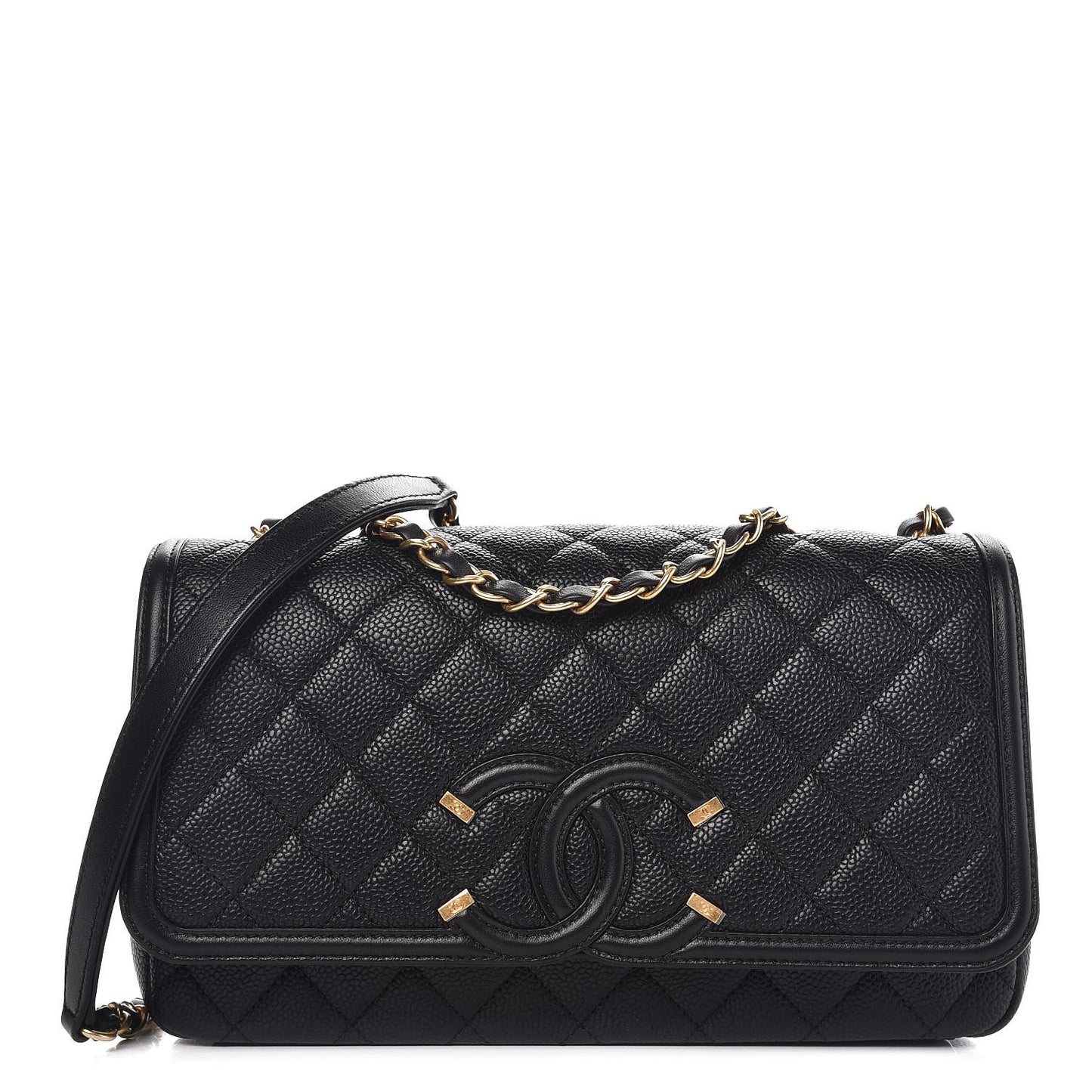 Caviar Quilted Medium CC Filigree Flap Black