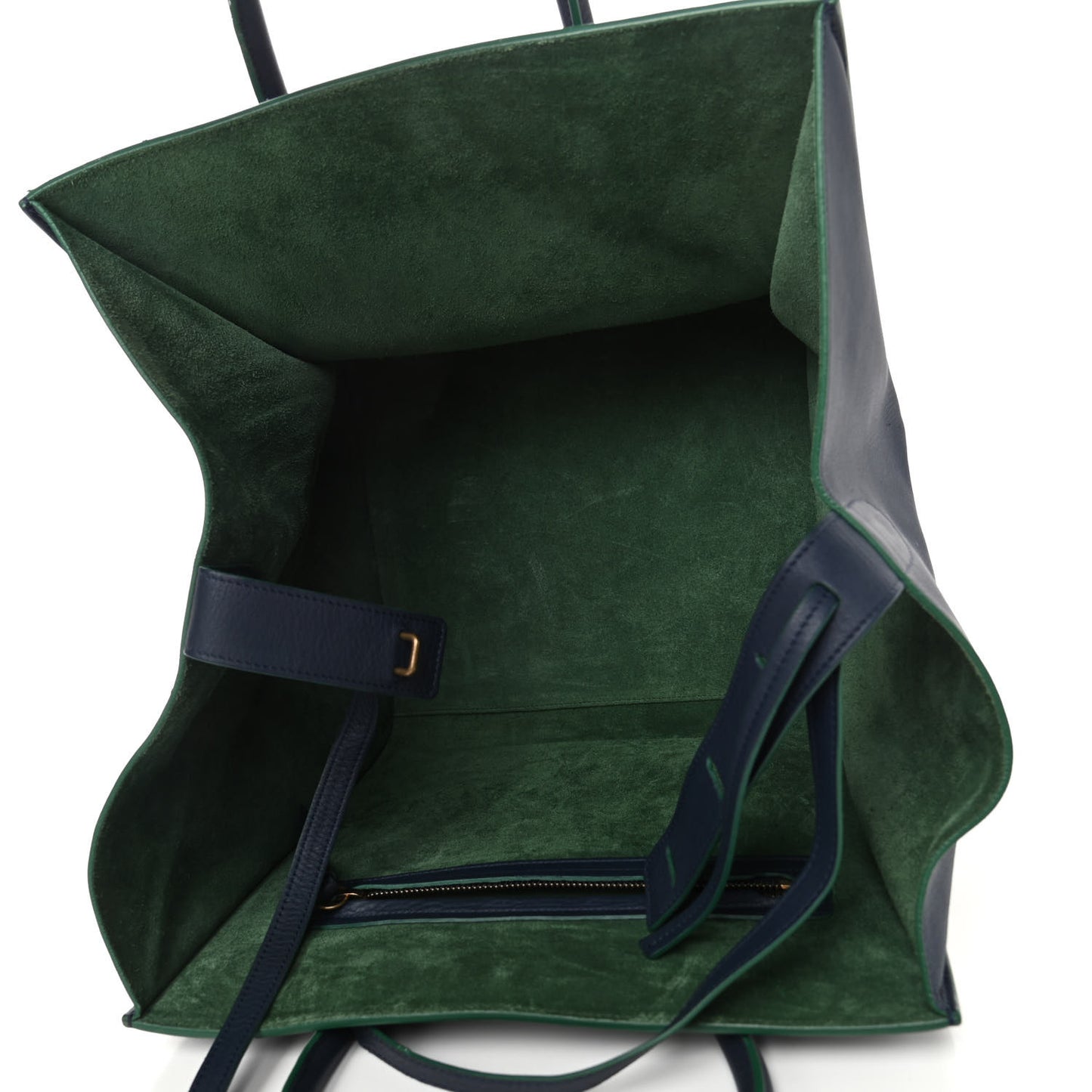 Supple Calfskin Medium Phantom Luggage Navy Blue Green Trim