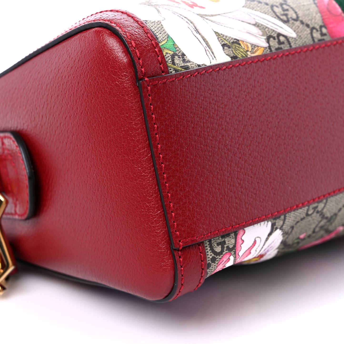 GG Supreme Monogram Flora Web Medium Ophidia Boston Red