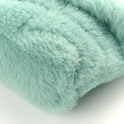 Saint Laurent Shearling Quilted Monogram Loulou Puffer Pouch Clutch Iced Mint 9 of 10