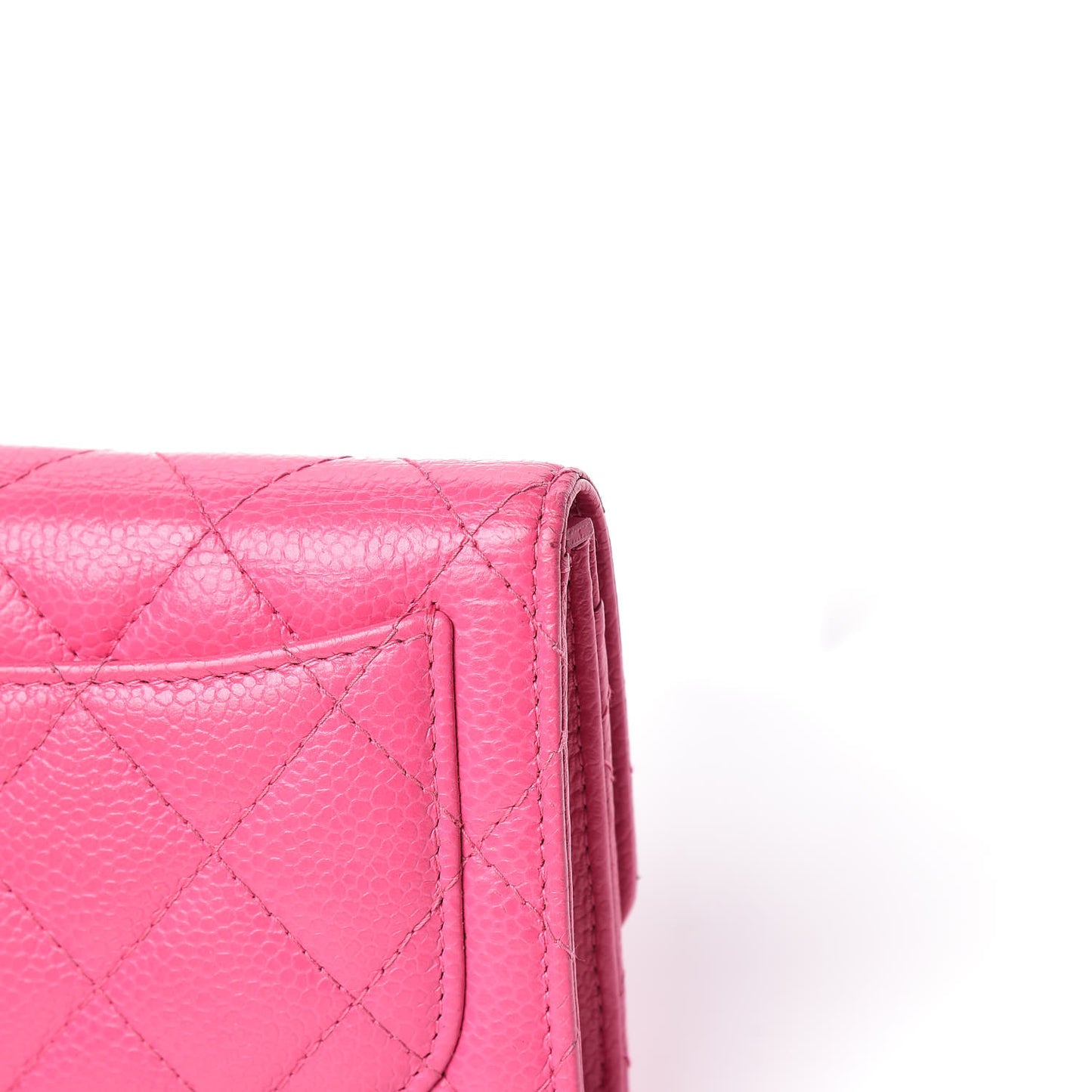 Caviar Quilted Small Flap Wallet Pink