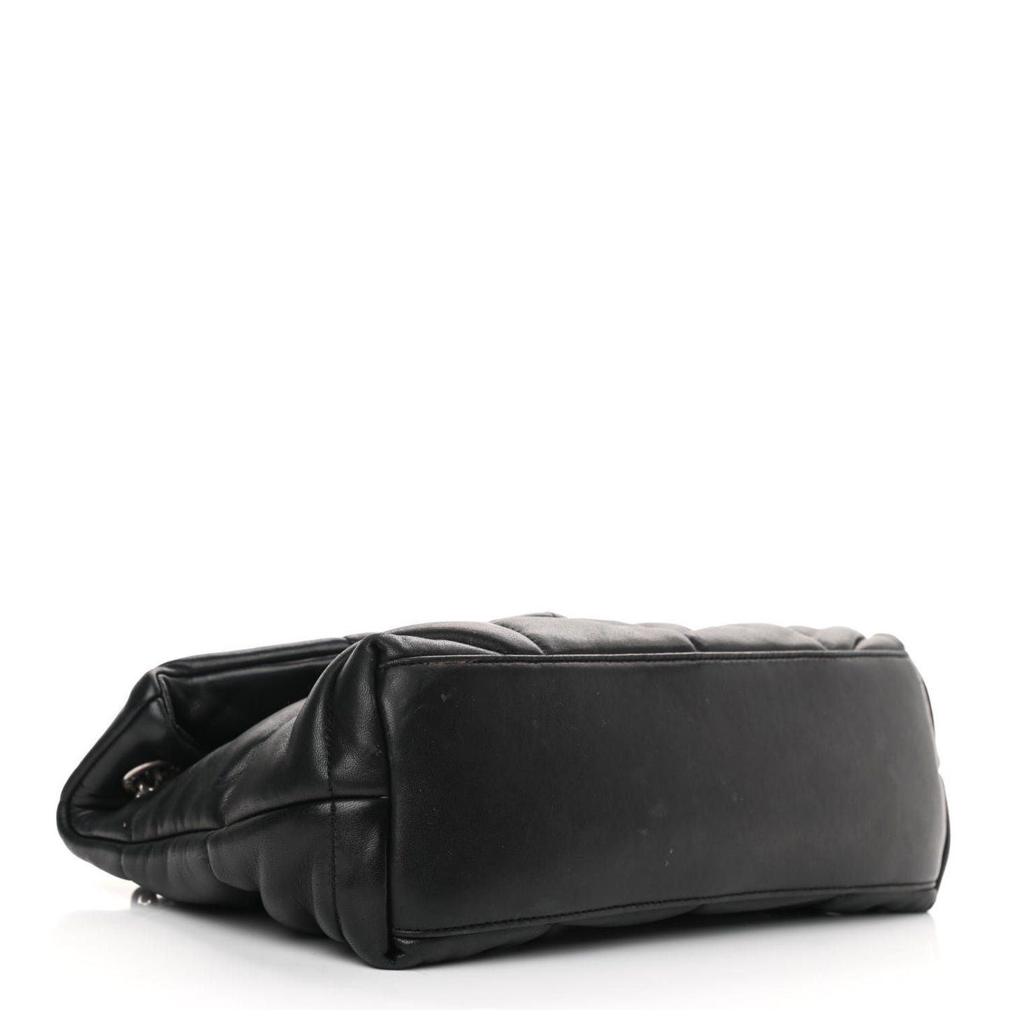Lambskin Quilted Small Loulou Puffer Monogram Chain Satchel Black